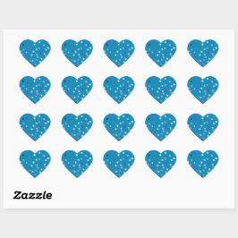 Twisty Polka Dot Spirals Blue Heart Stickers Hjärtformat Klistermärke