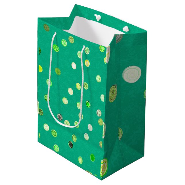 Twisty Polka Dot Spirals Green Gift Bag (Framsidan Vinklad)