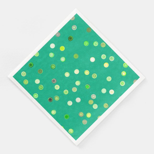 Twisty Polka Dot Spirals Green Paper Party Napkins Pappersservett (Hörn)