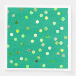 Twisty Polka Dot Spirals Green Paper Party Napkins Pappersservett