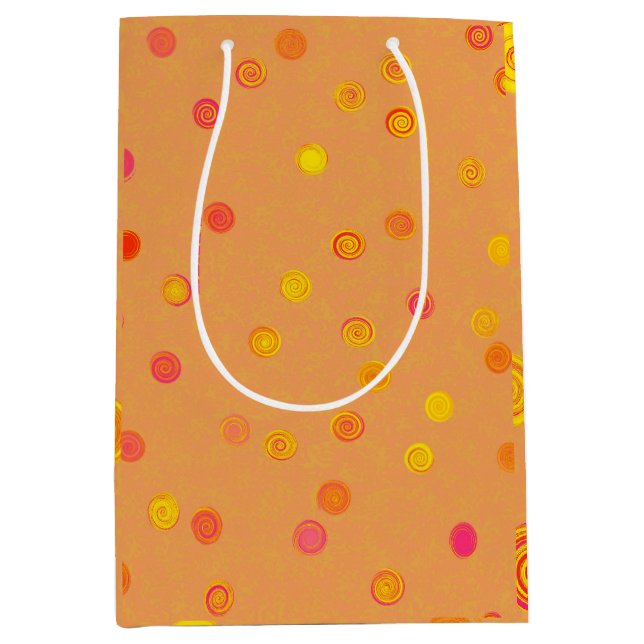 Twisty Polka Dot Spirals Orange Presentpåse (Framsidan)
