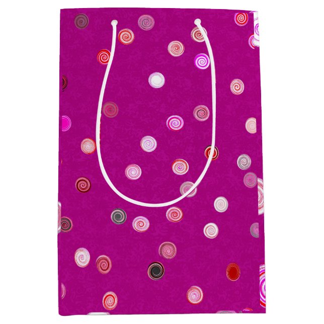 Twisty Polka Dot Spirals Pink Gift Bag (Framsidan)