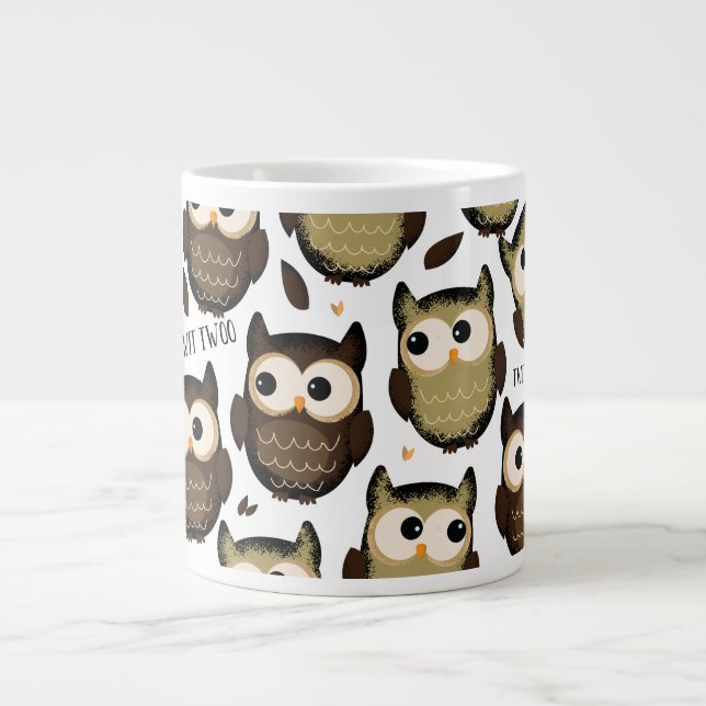 Twit twoo! sött ugglemönster. jumbo mugg (Framsidan)