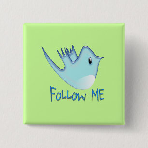 Twitter Bird Följ mig - Välj bakgrund Färg Knapp