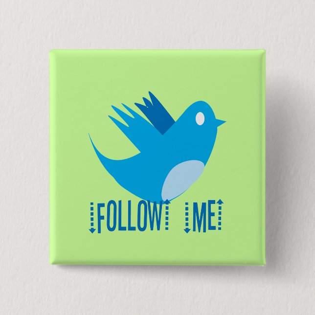 Twitter Bird Följ mig - Välj bakgrund Färg Knapp (Framsida)