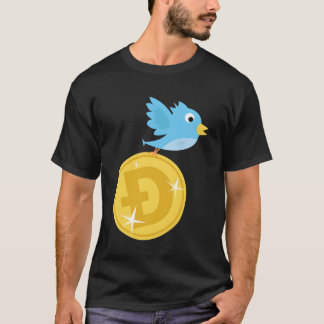 Twitter Bird som flyger med Doge Coin roligt T Shirt