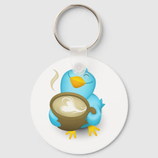 Twitter Coffee Bird Nyckelring