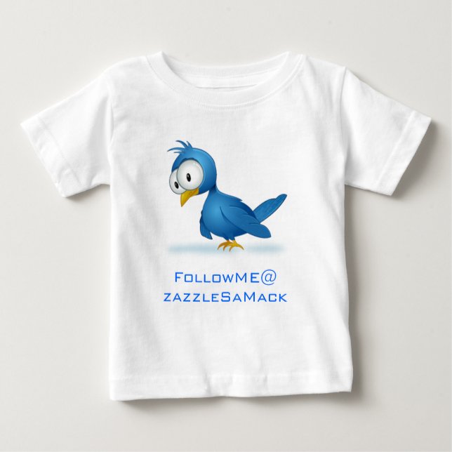 Twitter Följ mig @ din användare Namn T-shirt (Framsida)