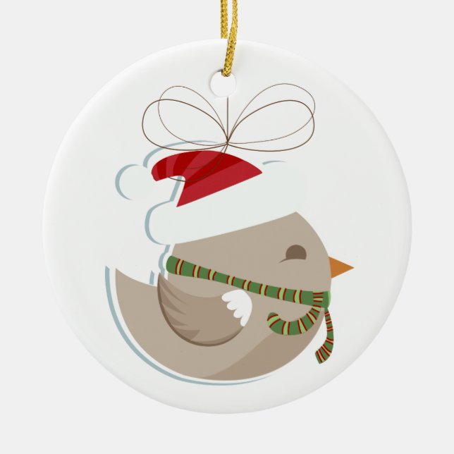 Twitter som Bird med Hat/julprydnad Julgransprydnad Keramik (Framsidan)