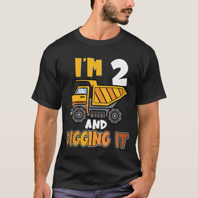 Two 2yr 2th Birthday Construction Boy 2 Years Old  T Shirt (Framsida)