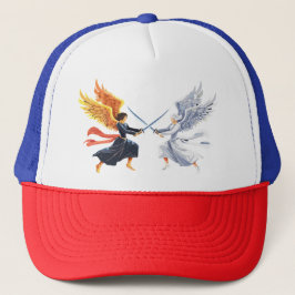 Two Angel with large sword with open wings Keps