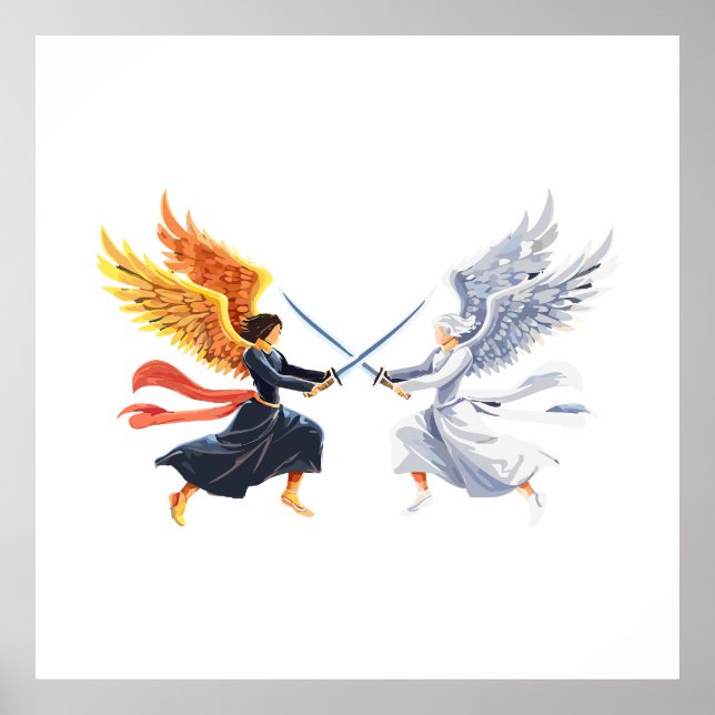 Two Angel with large sword with open wings Poster (Framsidan)