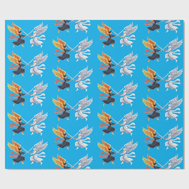 Two Angel with large sword with open wings Presentpapper (Platt)