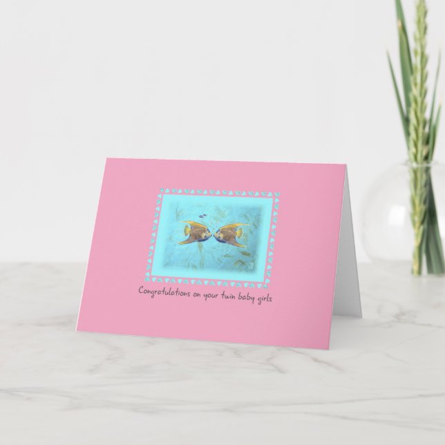 TWO Angelfish Twin Flicka Greeting Card Kort (Framsida)