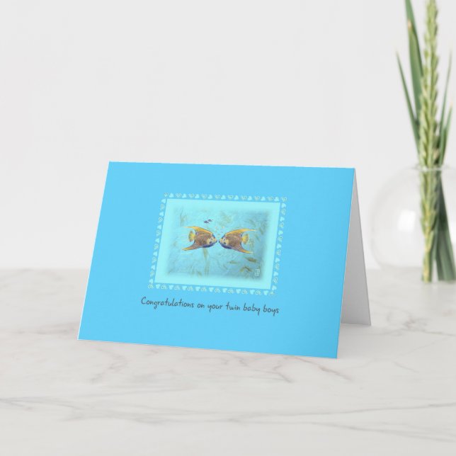 TWO Angelfish Twin Pojke Greeting Card Kort (Framsida)