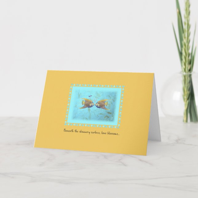 TWO Angelfish Whimsical Romantic Card Kort (Framsida)
