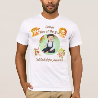 Two at the Zoo Safari Jungle Animals Birthday Dad T Shirt