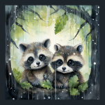 Two Baby Raccoons in the Rain Poster<br><div class="desc">Two Baby Raccoons in the Rain</div>
