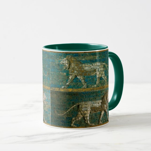 TWO BABYLONIAN LIONS Antique Assyrian Art  Mugg (Framsida höger)