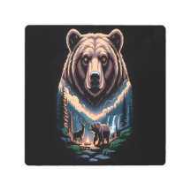 Two bears in the forest dark