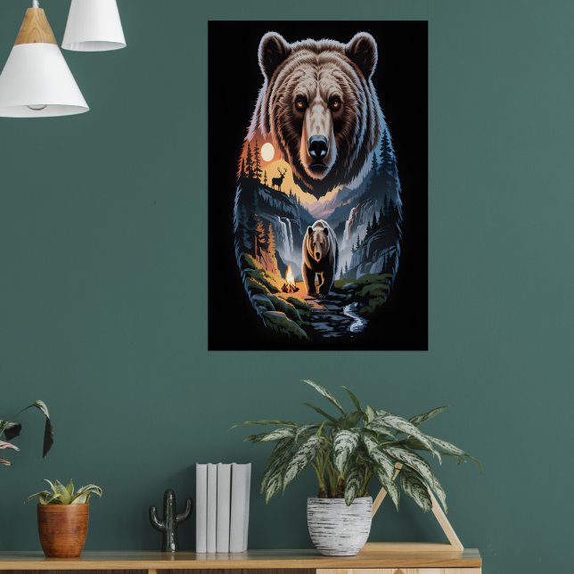 Two bears in the forest dark 2 poster (Vardagsrum 1)