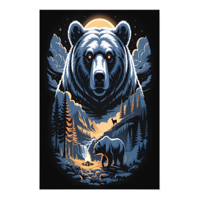 Two bears in the forest dark 3 fototryck (Framsidan)