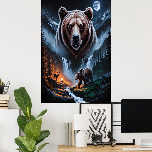 Two bears in the forest dark 4 poster (Hemmakontoret)
