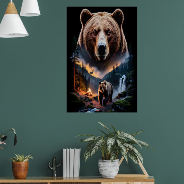 Two bears in the forest dark 5 poster (Vardagsrum 1)
