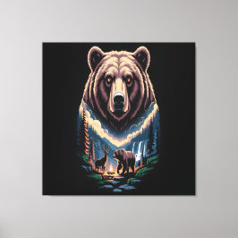 Two bears in the forest dark canvastryck