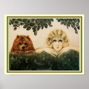 "Two Beauties" av Louis Icart 12 x 16 Poster