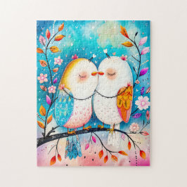 Two Birds in Love on a Branch Pussel