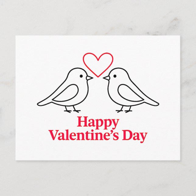 Two Birds with Heart – Valentine’s Day Card Design Vykort (Framsida)