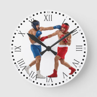Two Boxers Sparring Match Boxing Gym Decor Rund Klocka