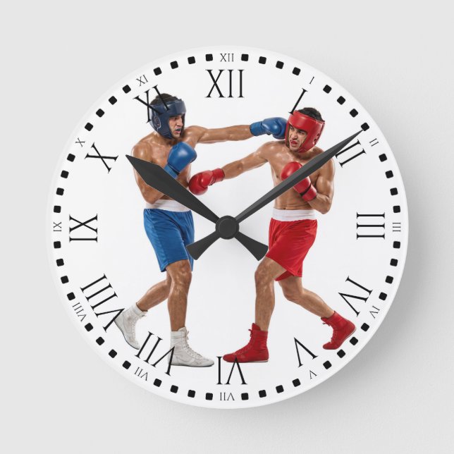Two Boxers Sparring Match Boxing Gym Decor Rund Klocka (Framsida)