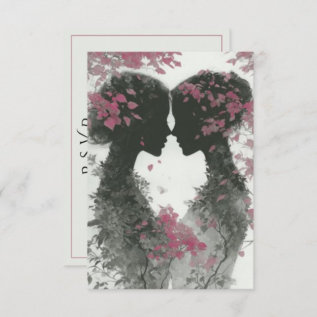 Two Brides Hand Drawn Pencil Illustration   OSA Kort (Fram/baksida)