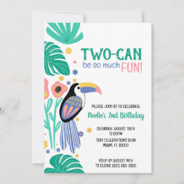 TWO-CAN (Toucan) Tropical Birthday Inbjudningar