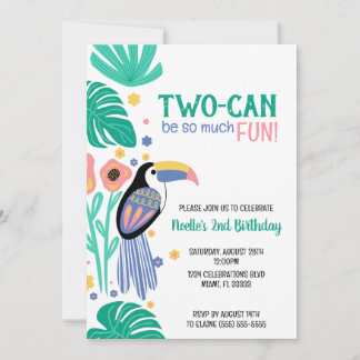 TWO-CAN (Toucan) Tropical Birthday Inbjudningar