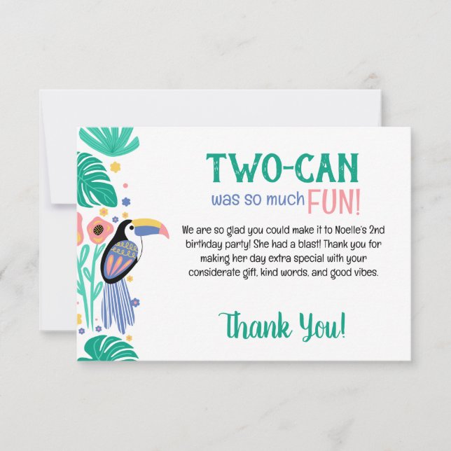 TWO-CAN (Tukan) 2-årsdag  Tack Kort (Framsida)