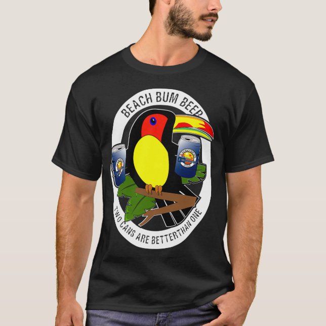 Two Cans Are Better Than One Funny Toucan Beer T Shirt (Framsida)