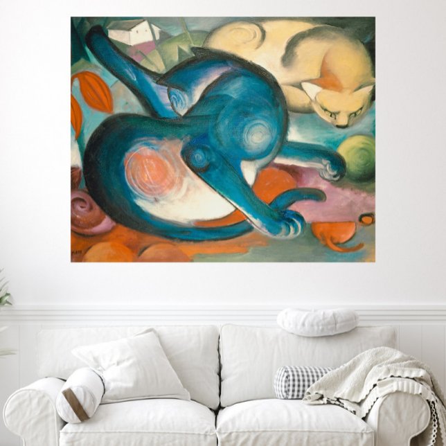 Two Cats, Blue and Yellow (1912) by Franz Marc Poster (Skapare uppladdad)