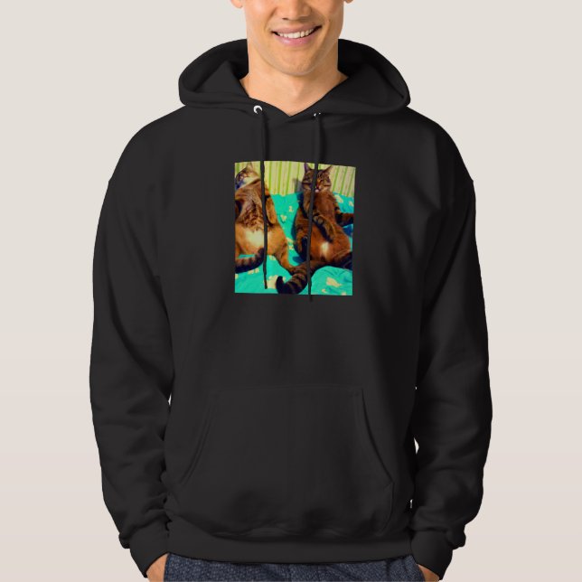 Two cats humorous meow kitty portrait kitten cat m hoodie (Framsida)