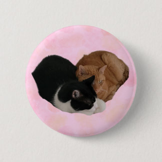 Two Cats Making Heart Button Knapp