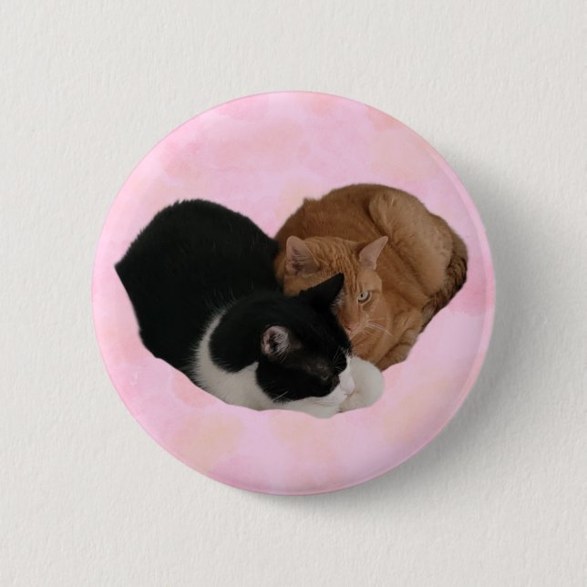 Two Cats Making Heart Button Knapp (Framsida)