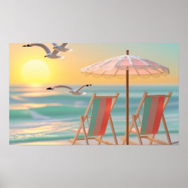 "Two Chairs By The Sea" Poster