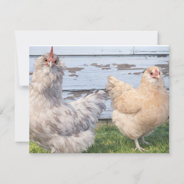 Two Chickens Cute Farm Note Cards Anteckningskort (Framsida)