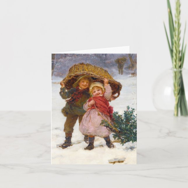 Two children in the snow by Frederick Morgan Kort (Framsida)