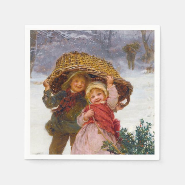 Two children in the snow by Frederick Morgan Pappersservett (Framsidan)