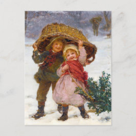 Two children in the snow by Frederick Morgan Vykort
