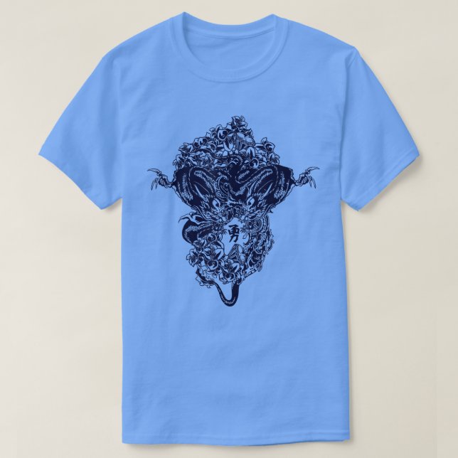 Two Chinese dragons fighting  T Shirt (Design framsida)