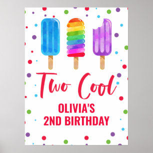 Two Cool 2-års födelsedag Rainbow Ice Pop Poster
